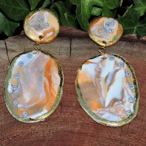 Marbleized Clay Dangle Earrings of Various Neutral Shades