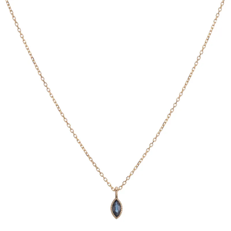 Marquise Blue Sapphire Wisp Necklace