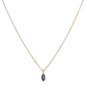 Marquise Blue Sapphire Wisp Necklace