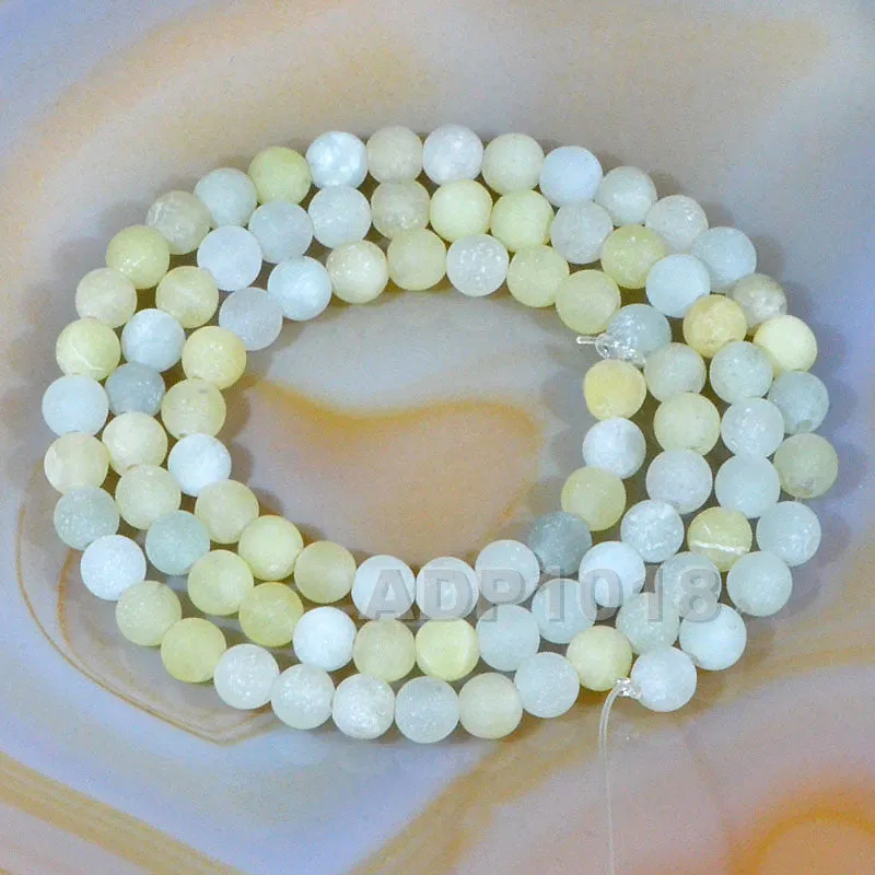 Matte Natural New Mountain Jade Gemstone Round Loose Beads on a 15.5" Strand