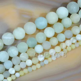 Matte Natural New Mountain Jade Gemstone Round Loose Beads on a 15.5" Strand