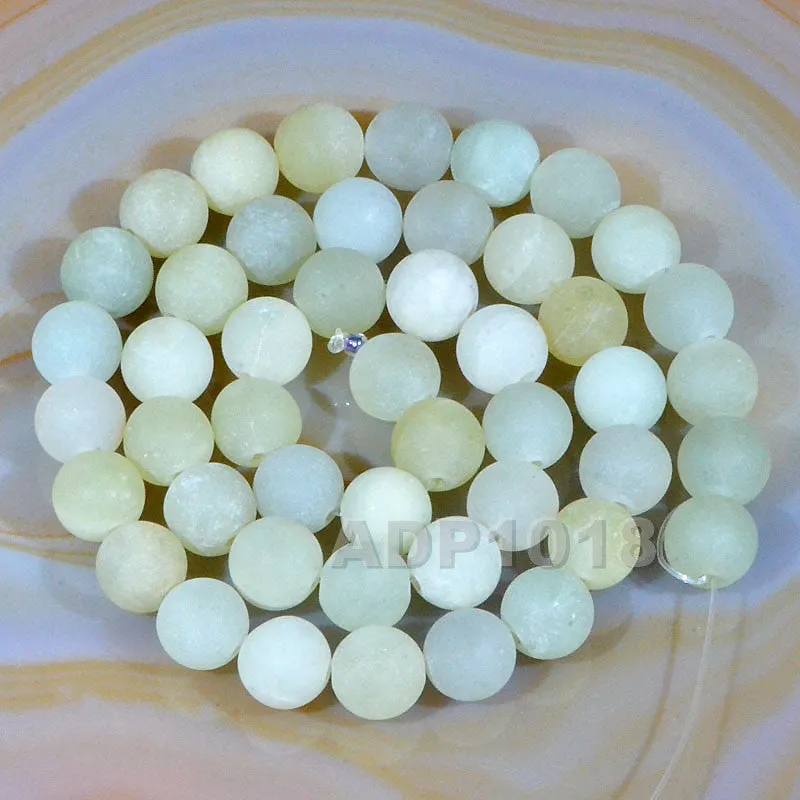 Matte Natural New Mountain Jade Gemstone Round Loose Beads on a 15.5" Strand