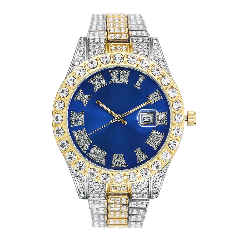 Men's Watch Fashion Alloy Diamond Starry Calendar Quartz Watch Business Casual Men's Quartz Watch