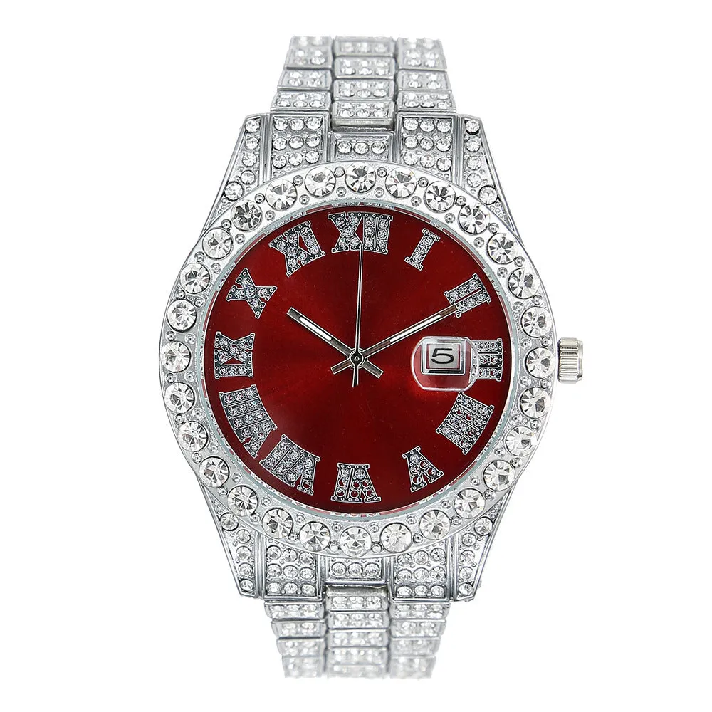 Men's Watch Fashion Alloy Diamond Starry Calendar Quartz Watch Business Casual Men's Quartz Watch