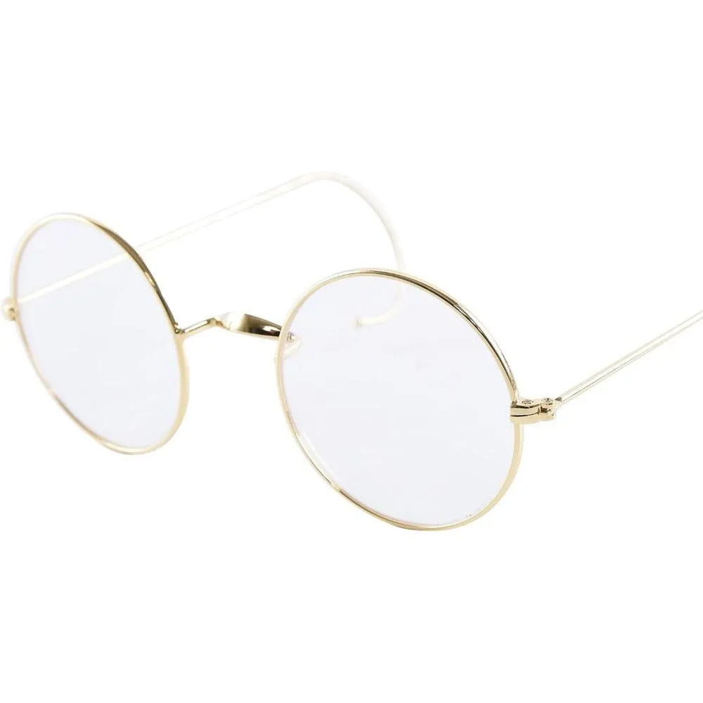 Mid/Large Round Wire Rim Glasses – No Nose Pads for Comfort A2149