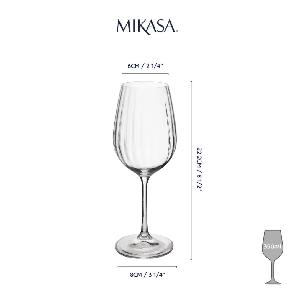 Mikasa Treviso 4-Piece Crystal White Wine Glass Set, 350ml