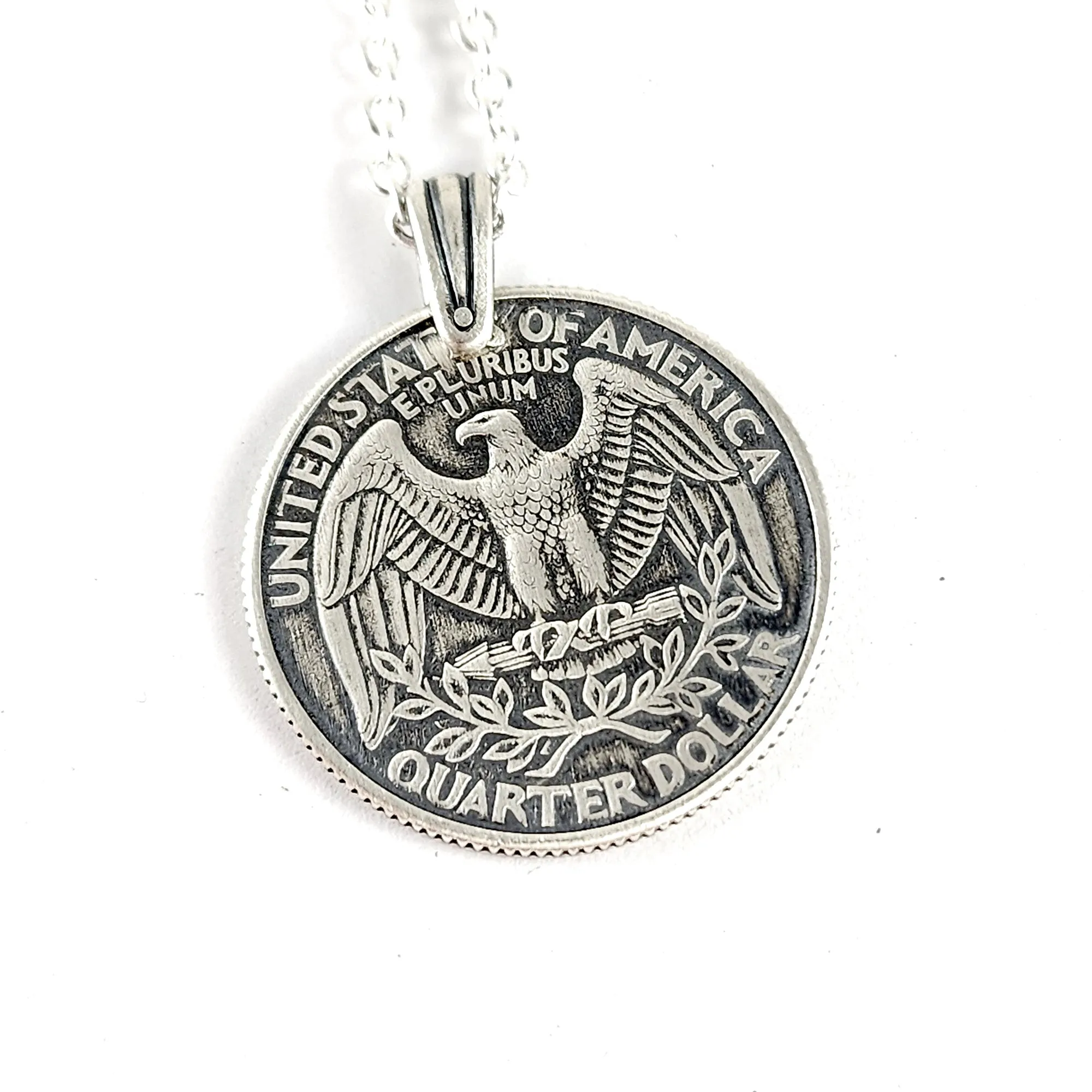 Modern 90% Silver Quarter of a Century Necklace Pendant - 25th Anniversary Gift