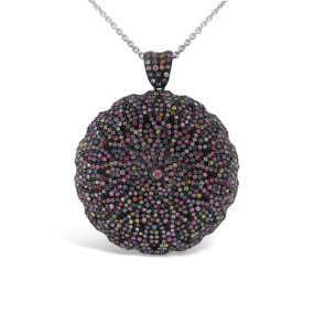 Multi-color Sapphire Disc Necklace