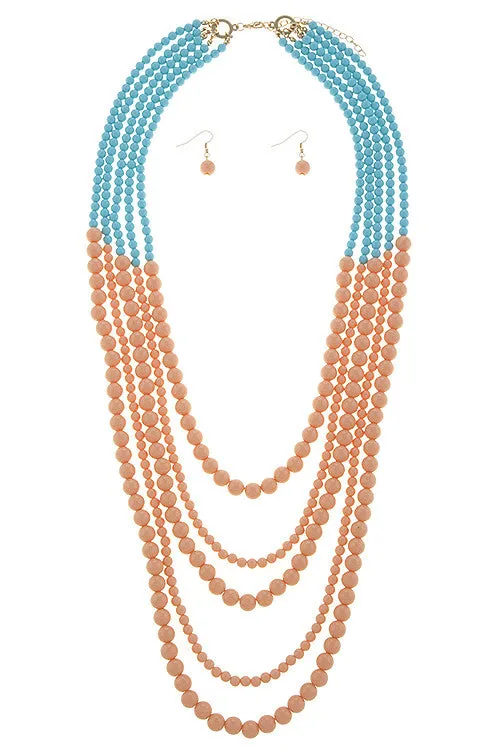 Multi Strand Ball Bead Necklace Set