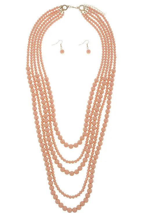 Multi Strand Ball Bead Necklace Set