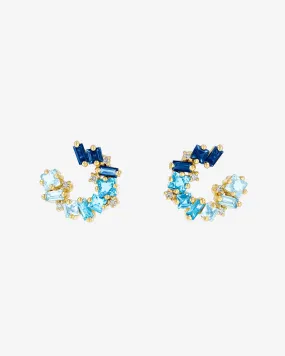 Nadima Blue Ombre Mini Spiral Hoops