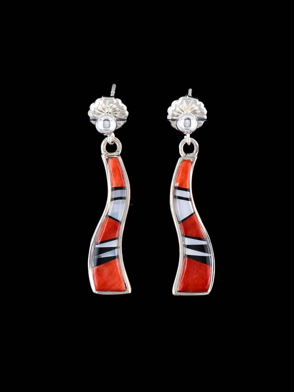 Native American Inlay Spiny Oyster Stone Earrings