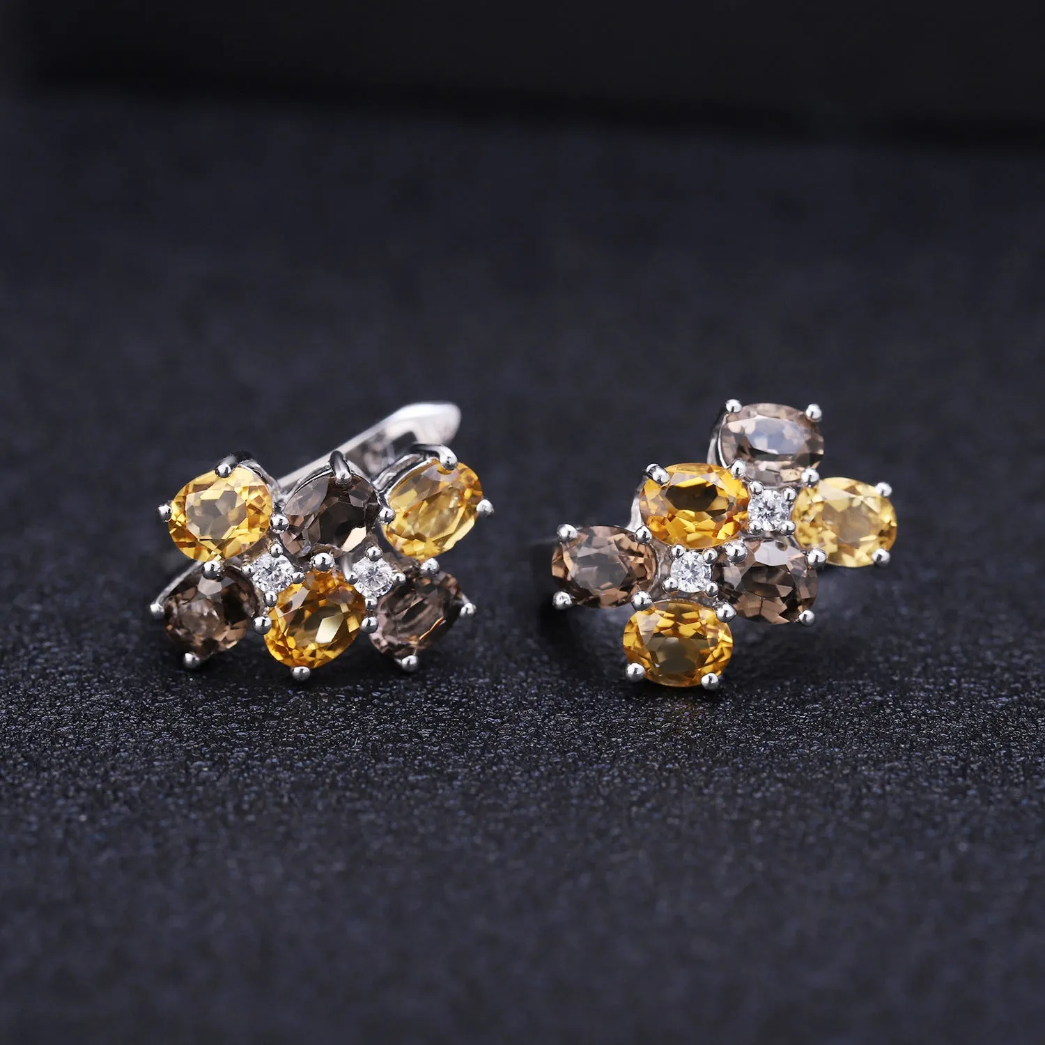 Natural Crystal  Sterling Silver Studs Earrings for Women