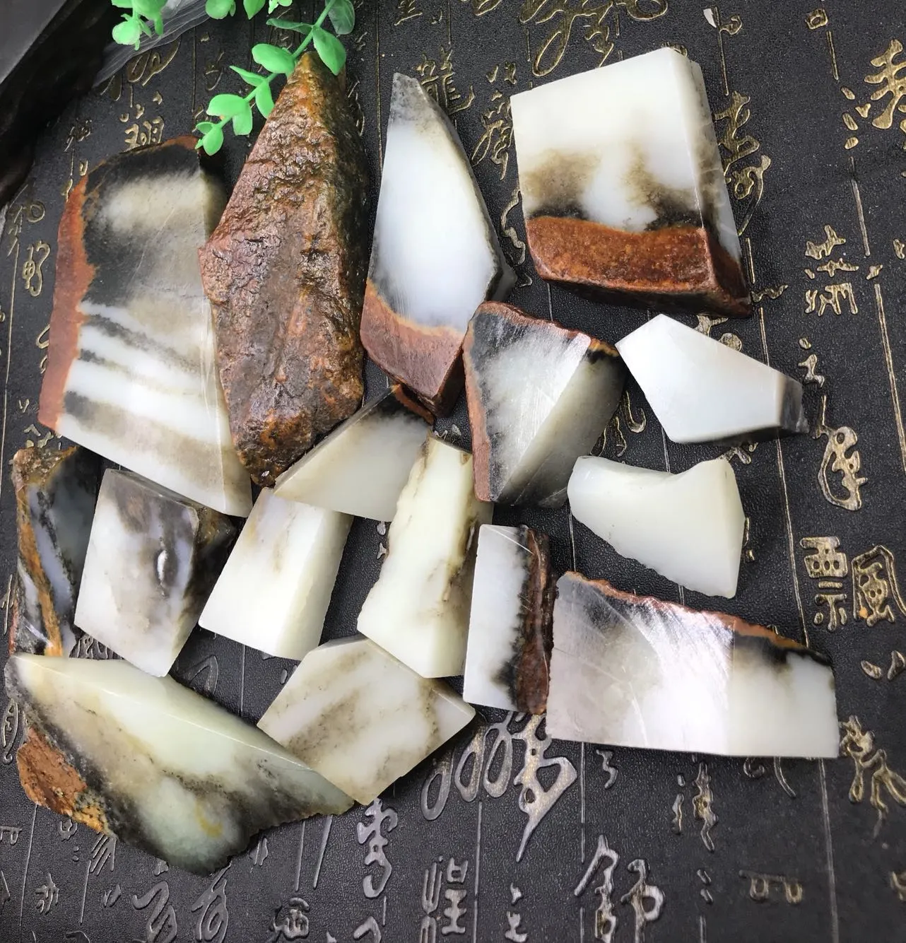 Natural Hetian Jade Rough Nephrite Raw 16 Pieces 1.24kg