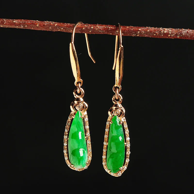 Natural Jade Earrings Jadeite Gold Earrings EG17