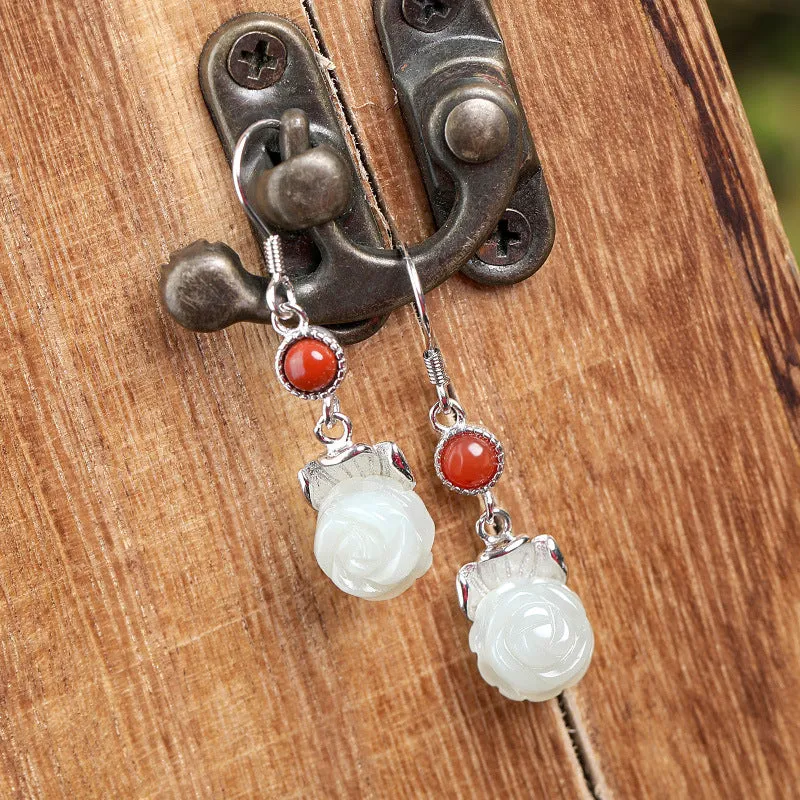 Natural Jade Earrings Nephrite Agate Silver Earrings ZNE479