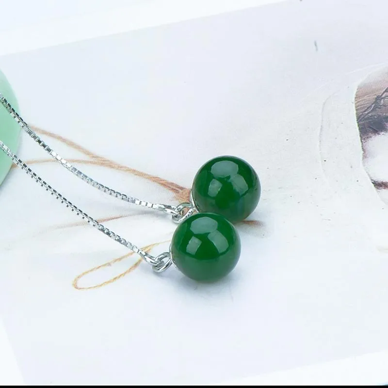 Natural Jade Earrings Nephrite Silver Earrings NE135