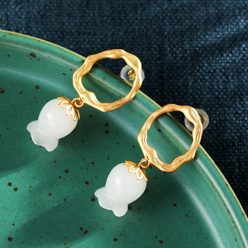 Natural Jade Earrings Nephrite Silver Earrings ZNE385