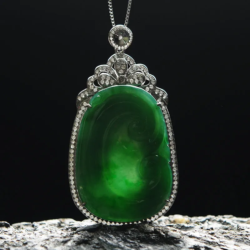 Natural Jade Pendant Jadeite Gold Ruyi Pendant PT24