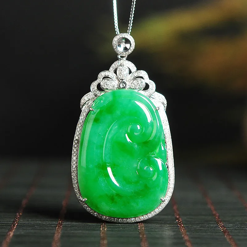 Natural Jade Pendant Jadeite Gold Ruyi Pendant PT24