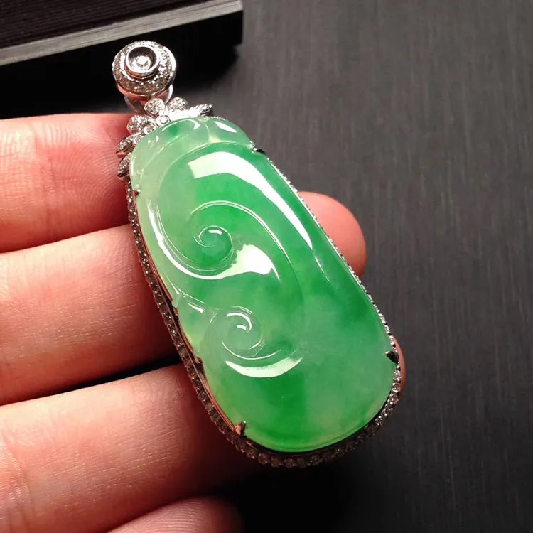 Natural Jade Pendant Jadeite Gold Ruyi Pendant PT332