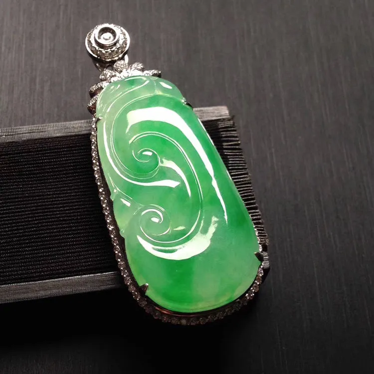 Natural Jade Pendant Jadeite Gold Ruyi Pendant PT332