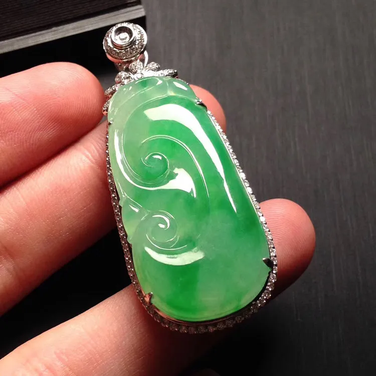 Natural Jade Pendant Jadeite Gold Ruyi Pendant PT332