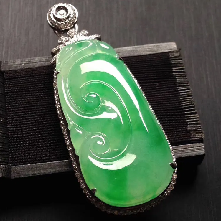 Natural Jade Pendant Jadeite Gold Ruyi Pendant PT332