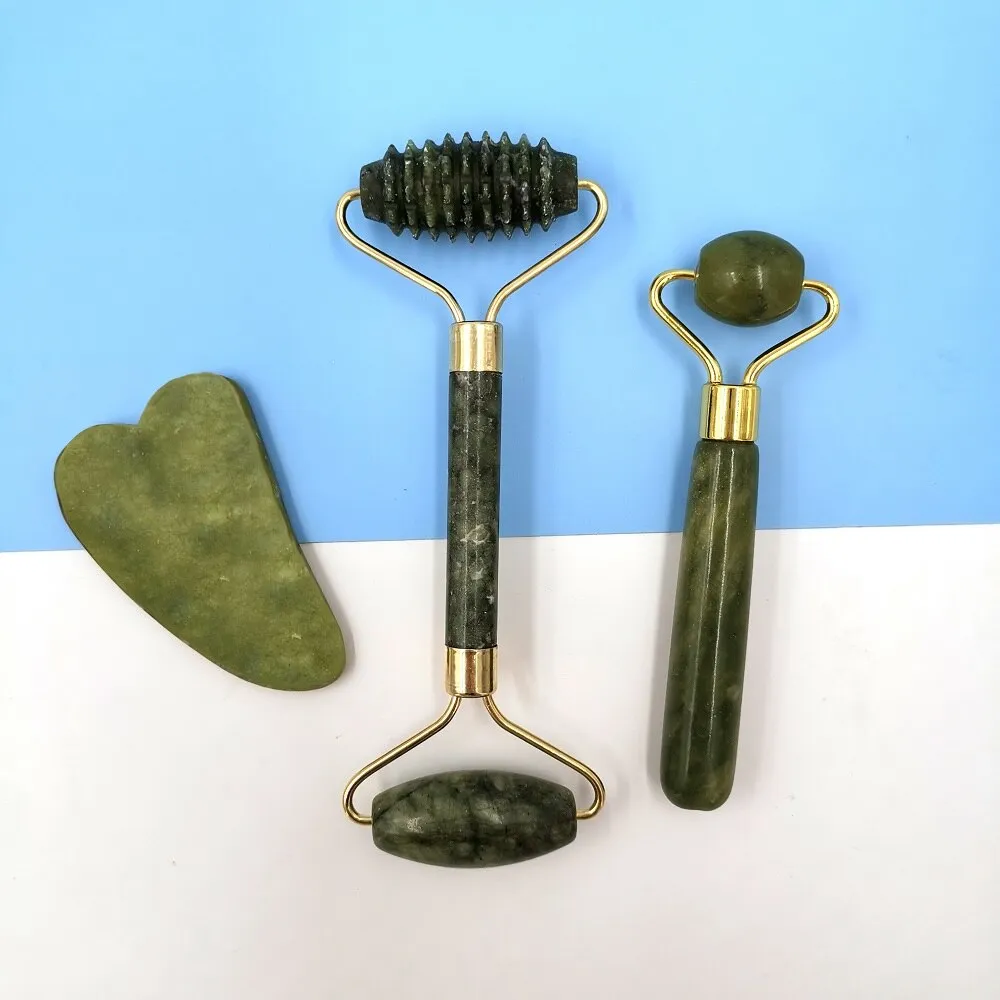 Natural Jade Roller Massager for Face Roller Gua Sha Jade Stone Face Massager Anti-wrinkle Lift Facial Beauty Skin Care Tools