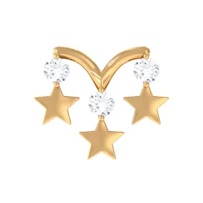 Natural Round Diamond Three Star Cartilage Earring