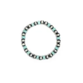 Navajo Pearl Stretch Bracelet - Larimar