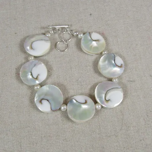 New Look Natural Mother-of-Pearl Cuff Beaded Bracelet