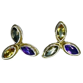 Nikki Butler 925 Sterling Silver Multicolor Colorful Stud Earrings Gemstone