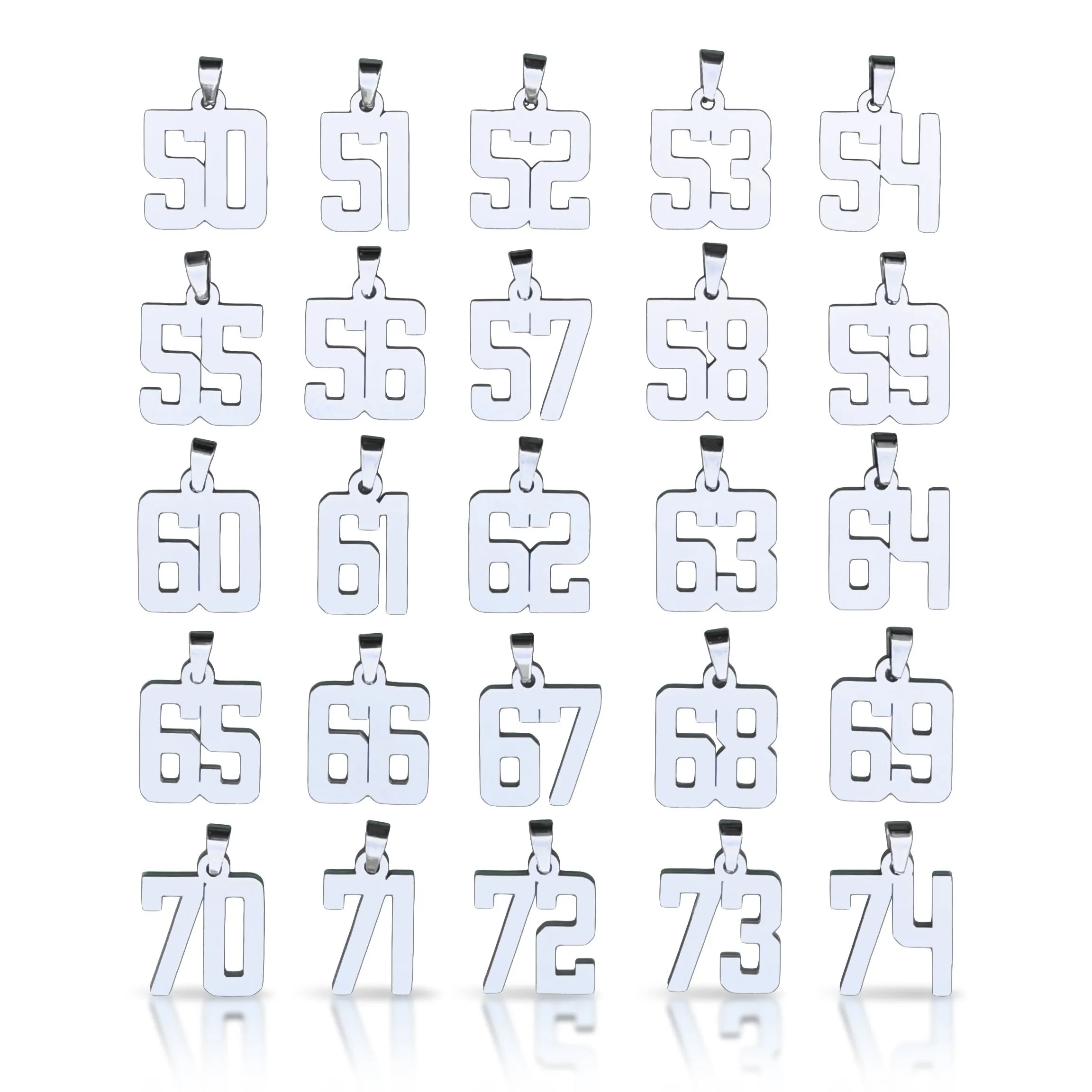 Number Pendants (Pendant Only) - Stainless Steel