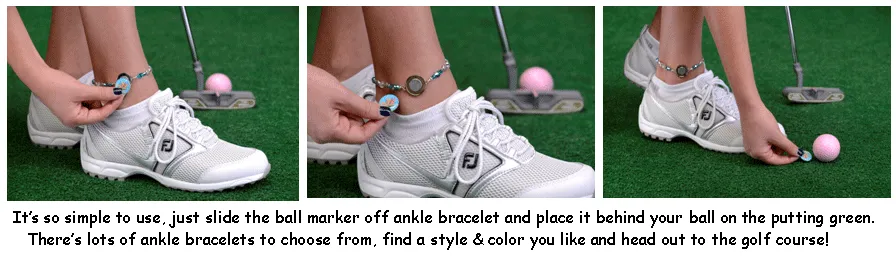 One Putt Designs - Tranquil Jade Ball Marker Ankle Bracelet #4TJ