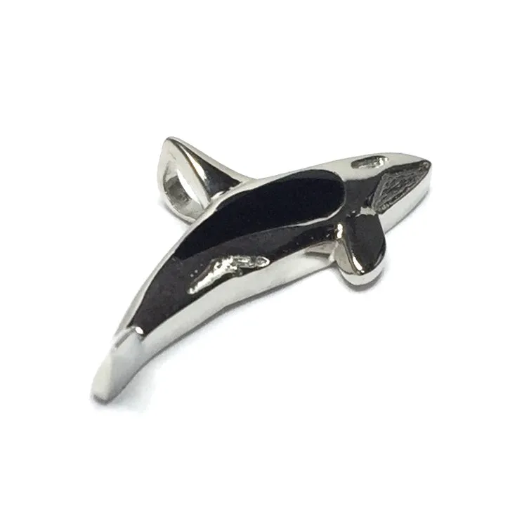 Onyx Inlaid Orca Killer Whale Pendant