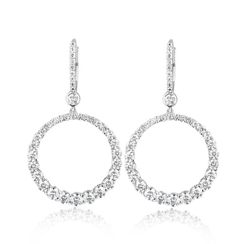 Open Circle Diamond Dangle Earrings