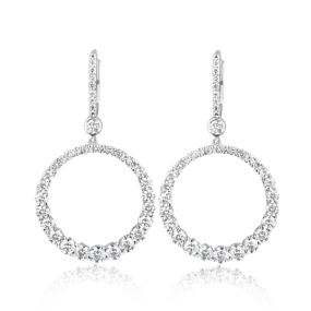 Open Circle Diamond Dangle Earrings