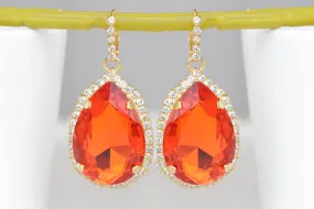 ORANGE TEARDROP EARRINGS