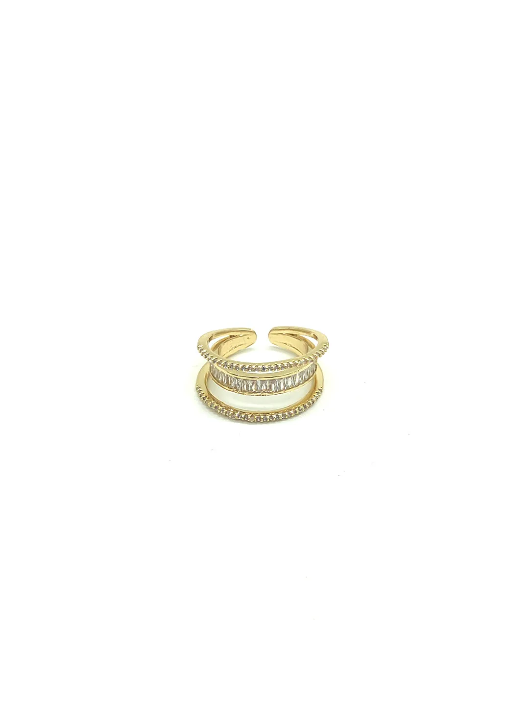 Ornaio 18k Gold Plated Zircon Stones Multi-Layer Adjustable Ring