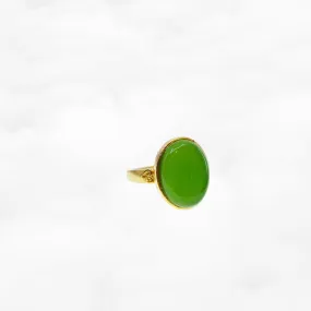 Oval Green Jade Statement Ring