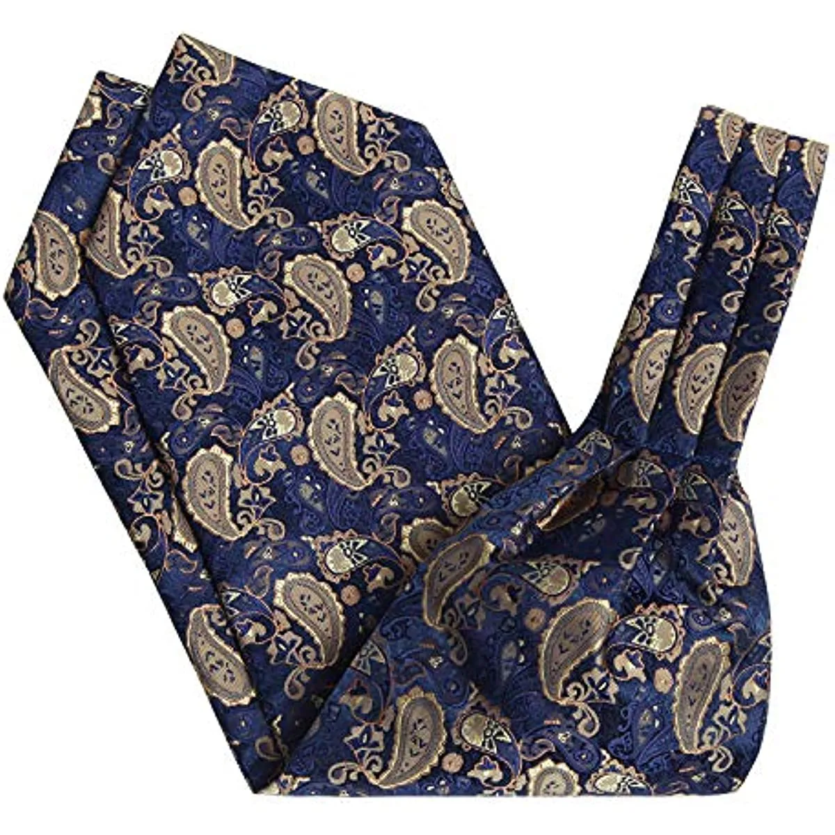 Paisley Floral Ascot Handkerchief Set - A-NAVY BLUE/GOLD