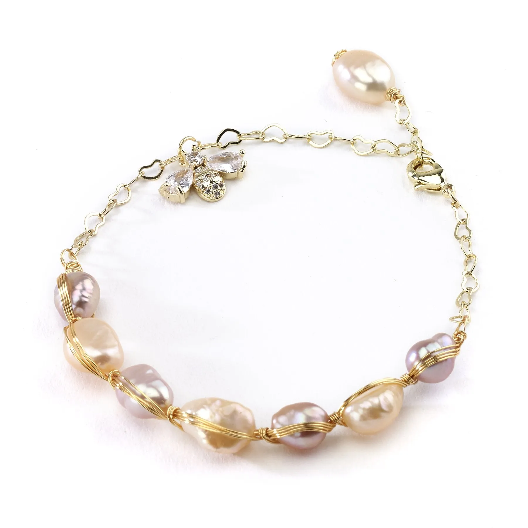 Pearl Bracelet with Bee Charm