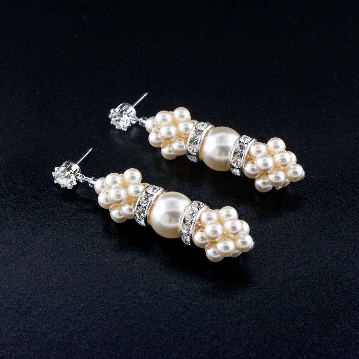 Pearl Cluster Drop Earrings