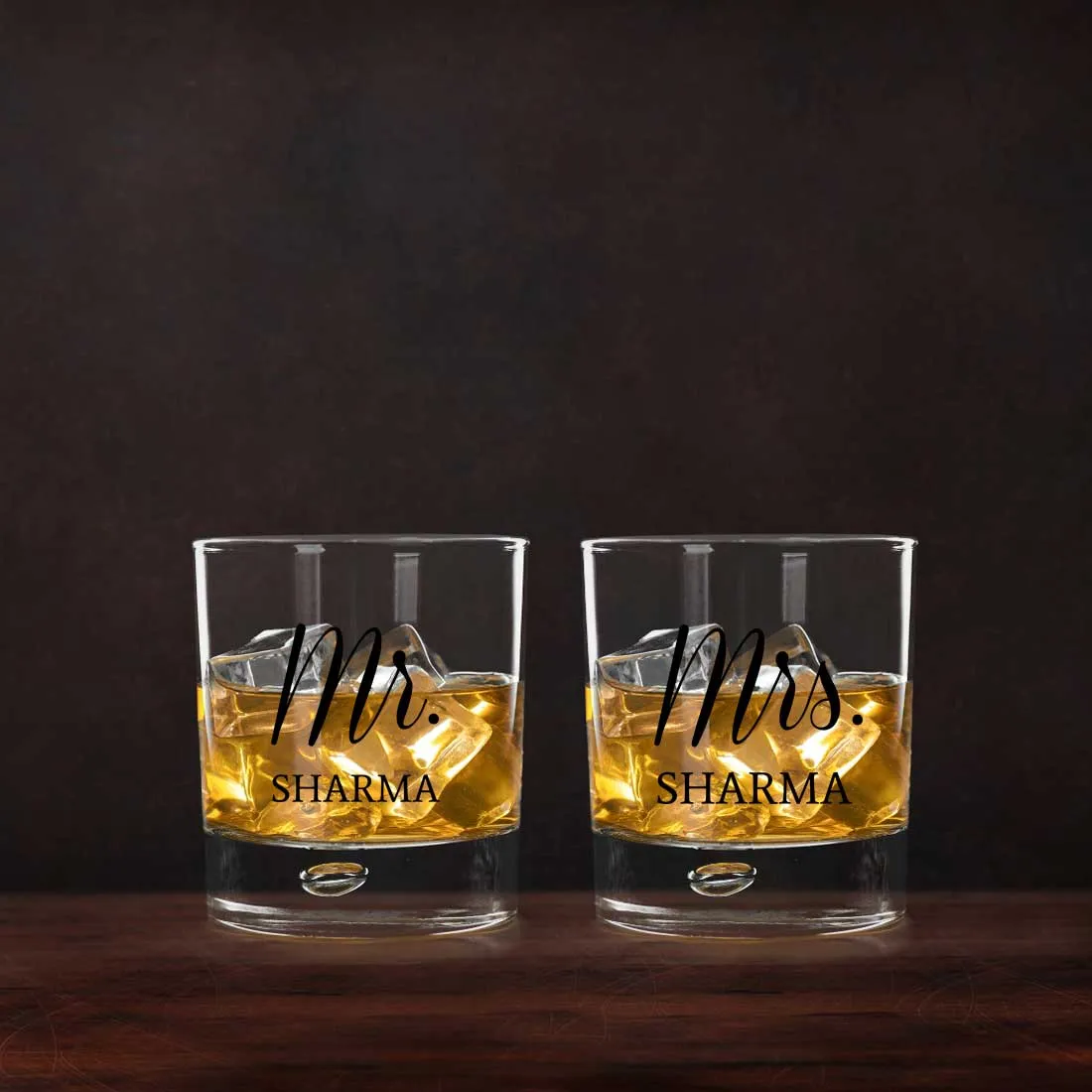 Personalized Mr and Mrs Whiskey Glasses Set of 2 for Couples Anniversary gifts