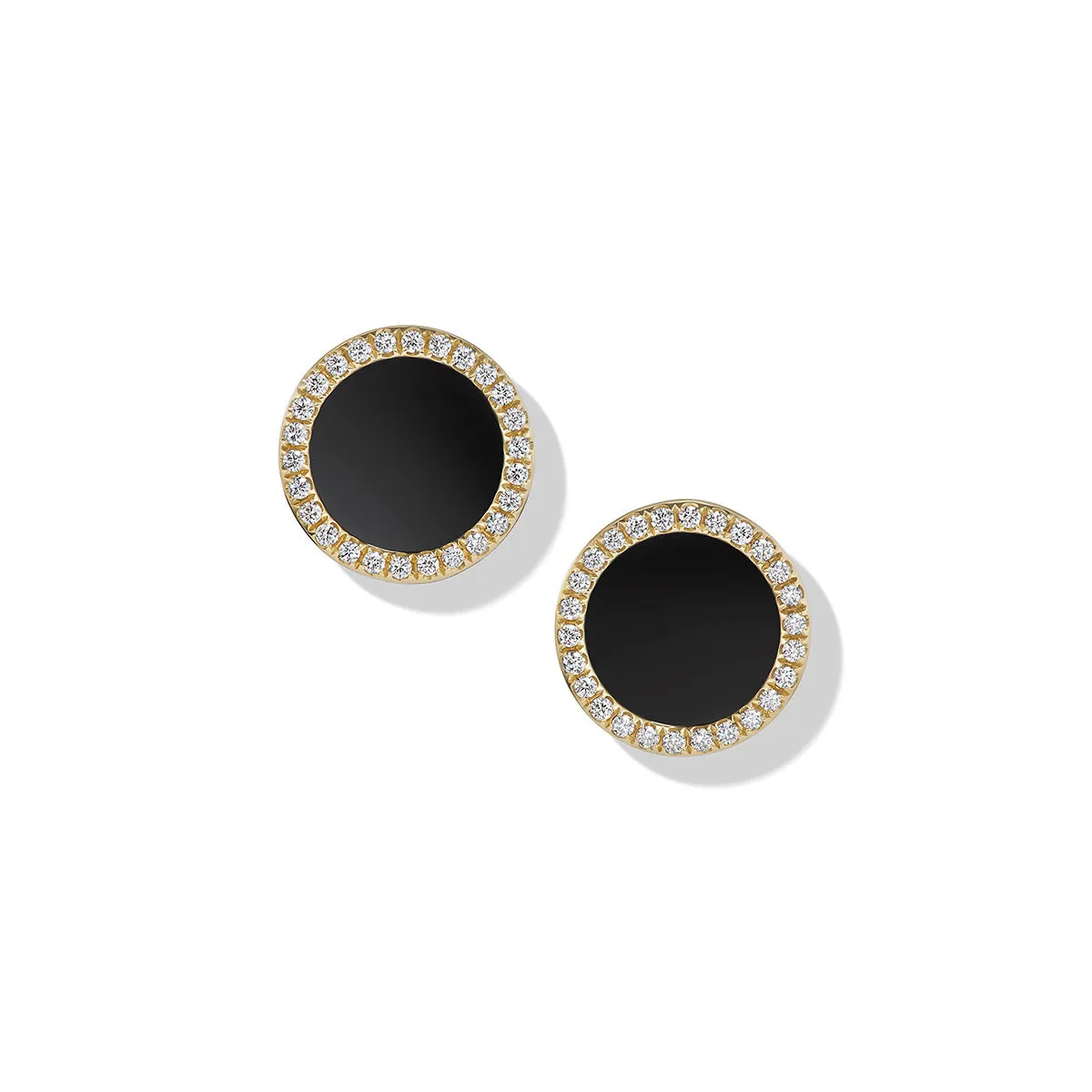 Petite DY Elements Stud Earrings in 18K Yellow Gold with Black Onyx and Pave Diamonds