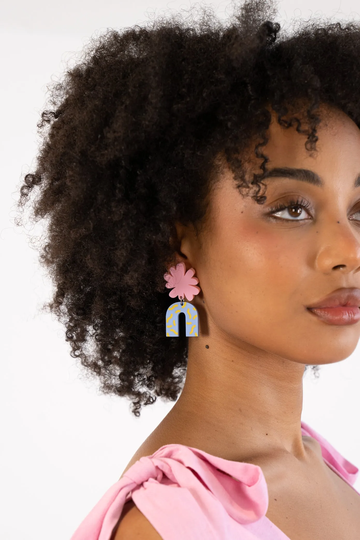 Pink & Blue Arch Dangle Earrings