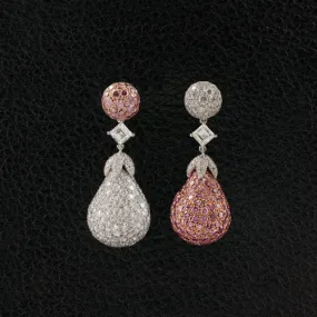 Pink & White Diamond Dangle Earrings