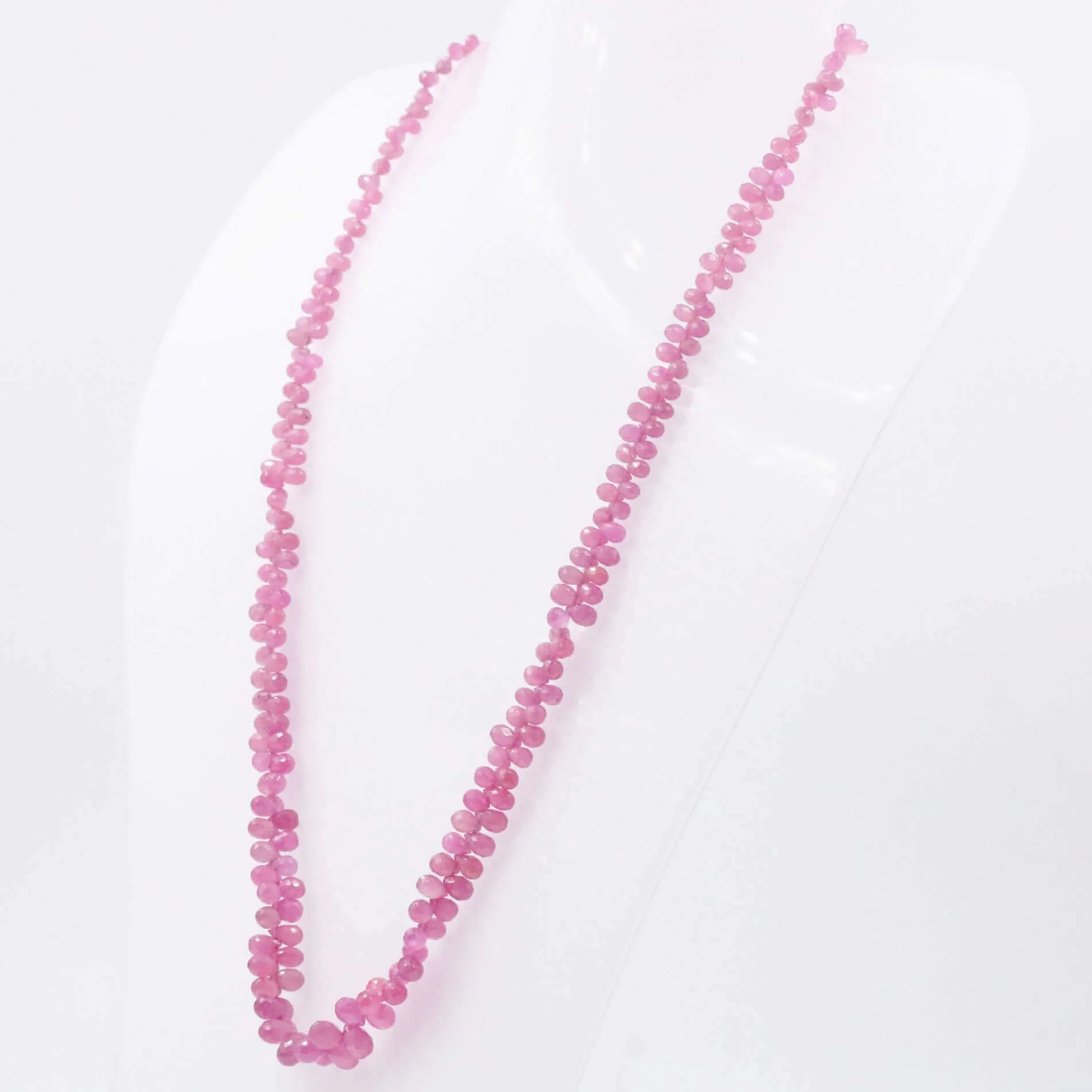 Pink Sapphire Necklace Faceted Briolette Necklace Sarafa Necklace Gemstone Necklace Beaded Long Necklace Faceted Necklace SKU 6143188