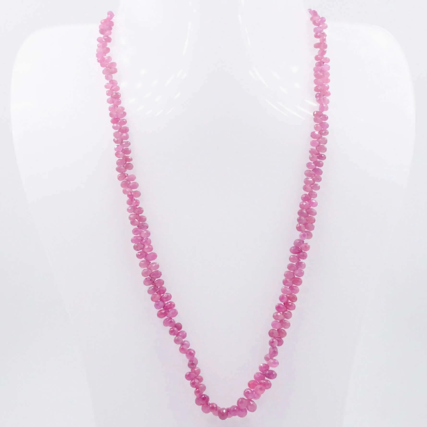 Pink Sapphire Necklace Faceted Briolette Necklace Sarafa Necklace Gemstone Necklace Beaded Long Necklace Faceted Necklace SKU 6143188